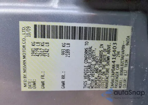 2010 Nissan Altima Base from USA, damaged, VIN 1N4AL2AP0AN416403